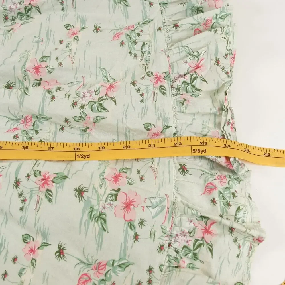 Janie and Jack Mint Floral Gren Ruffle Trim Dress Girls Sz 6
